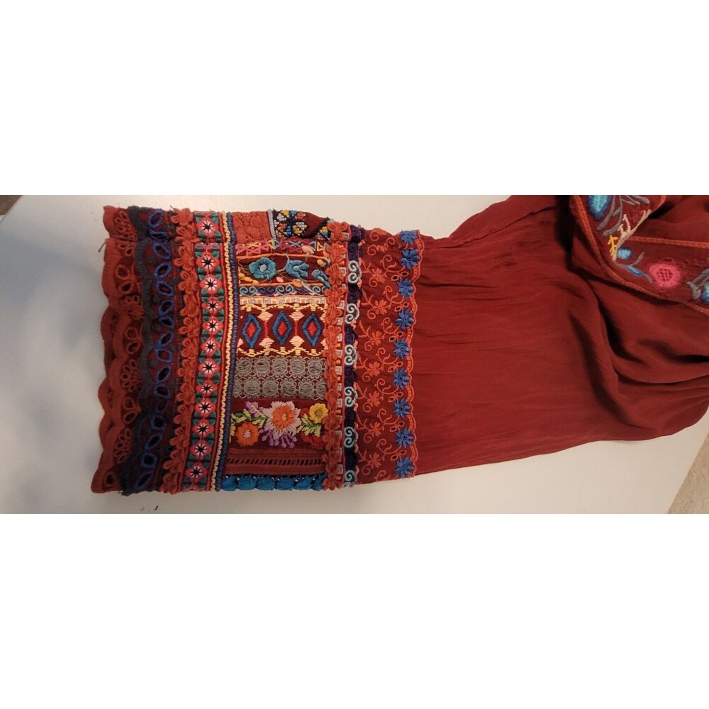 JOHNNY WAS 3x RED Tunic Embroidered Cupra - long sleeve Shirt Blouse Top HOLIDAY - Picture 10 of 10